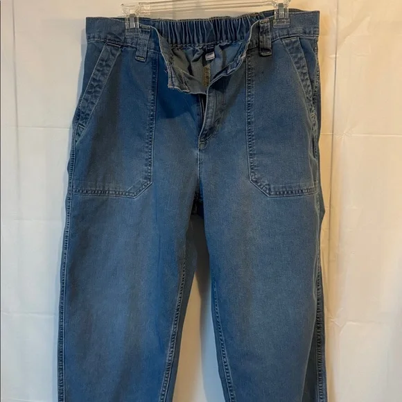 Old Navy OG Chino Pants Womens Large High Rise Ankle Casual Elastic Waist Denim - Picture 9 of 11